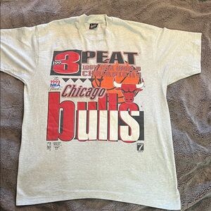 VTG Chicago Bulls 3 Peat 1993 World Champ Single Stitch 90s Shirt Mens Large